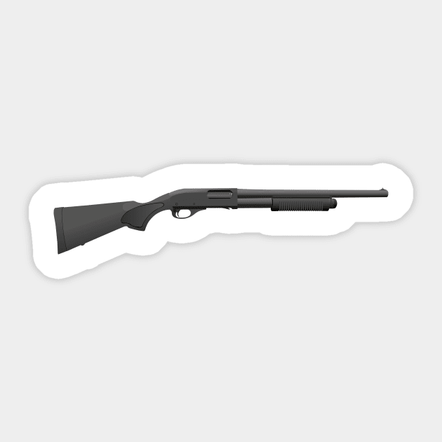 Black Pump-Action Shotgun Sticker by NorseTech